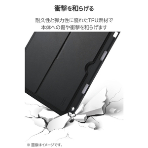 エレコム iPad(A16) iPad (第10世代 2022年モデル)用ソフトケース 軽量 スタンド付き Pencil収納 ブラック TB-A25RUCSTBK-イメージ5