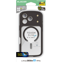 エレコム iPhone18 Pro用TOUGH SLIM LITE ハイブリッドケース フレームカラー 極限 MAGKEEP ブラック PM-A26CTSLFKMBK