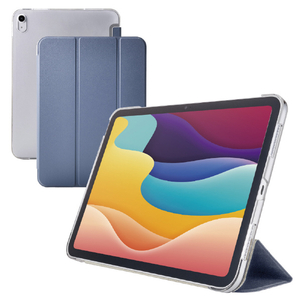 エレコム iPad(A16) フラップケース 薄型軽量 背面クリア 2アングル ブルーグレー TB-A25RWVBG-イメージ2