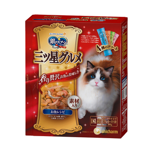 ユニ・チャームペットケア 銀のスプーン三ツ星グルメ 全猫用お魚レシピに贅沢素材4種のアソート 200g ﾐﾂﾎﾞｼｸﾞﾙﾒｵｻｶﾅ4ｼﾕｱｿ-ﾄ200G-イメージ1