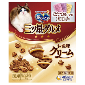 ユニチャームペットケア 銀のスプーン 三ツ星グルメ お魚味クリーム ほたて味レシピ3種のアソート 180g ﾐﾂﾎﾞｼｻｶﾅｱｼﾞｸﾘ-ﾑﾎﾀﾃ3ｼﾕ180G-イメージ1