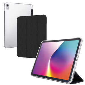 エレコム iPad(A16) フラップケース 薄型軽量 ファブリック 背面クリア ブラック TB-A25RWVCBK-イメージ2