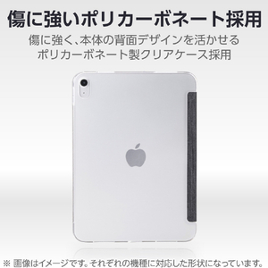 エレコム iPad(A16) フラップケース 薄型軽量 ファブリック 背面クリア ブラック TB-A25RWVCBK-イメージ5