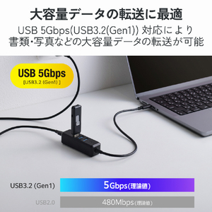 エレコム USB Type-C(TM)接続 マグネット付き USBハブ(4ポート/USB PD) ブラック U3HC-T040PBK-イメージ5