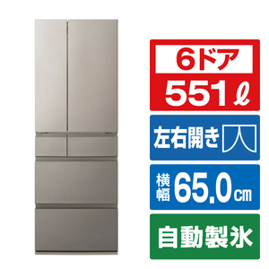 パナソニック 【フレンチドア】551L 6ドア冷凍冷蔵庫 ヘアラインシャンパン NR-F55HY3-N-イメージ1