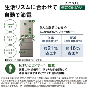 パナソニック 【フレンチドア】551L 6ドア冷凍冷蔵庫 ヘアラインシャンパン NR-F55HY3-N-イメージ14