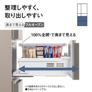 パナソニック 【フレンチドア】551L 6ドア冷凍冷蔵庫 ヘアラインシャンパン NR-F55HY3-N-イメージ5