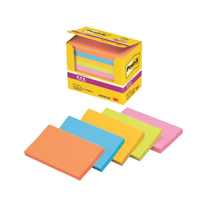 3M ポスト・イット ノート 強粘着 エコノパック 75×127mm ネオンカラー 5色 10冊 F128632-6551SS-NE-イメージ2