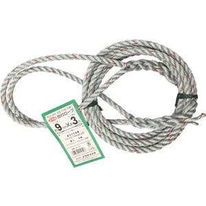 ユタカメイク 台付ロープ PE&PP混紡ロープ 9mm×3m グレー93 FC055GJ-8552737-イメージ1