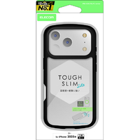 エレコム iPhone17 Pro用TOUGH SLIM LITE ケース フレームカラー メタルステッカー付 ブラック PM-A25CTSLFCBK