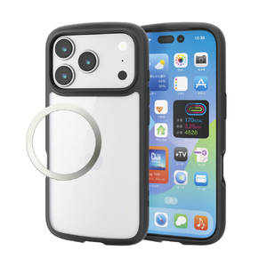 エレコム iPhone17 Pro用TOUGH SLIM LITE ケース フレームカラー メタルステッカー付 ブラック PM-A25CTSLFCBK-イメージ2