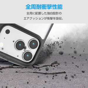 エレコム iPhone17 Pro用TOUGH SLIM LITE ケース フレームカラー メタルステッカー付 ブラック PM-A25CTSLFCBK-イメージ3