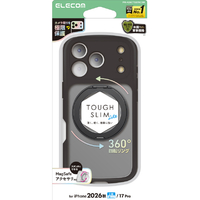 エレコム iPhone18 Pro用TOUGH SLIM LITE ハイブリッドケース 極限 MAGKEEP スタンドマット ブラック PM-A26CTSSTKCBK