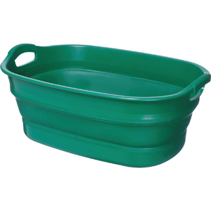 トラスコ 折りたたみタライ　水抜栓付　グリーン　２３Ｌ TORT-GN-イメージ1