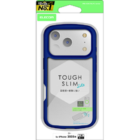 エレコム iPhone17 Pro用TOUGH SLIM LITE ケース フレームカラー メタルステッカー付 ネイビー PM-A25CTSLFCNV
