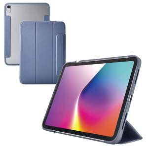 エレコム iPad(A16) フラップケース 薄型軽量 カラーエッジ 背面クリア ブルーグレー TB-A25RWVFCBG-イメージ2
