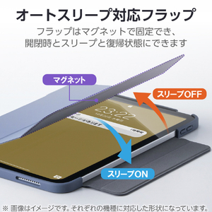 エレコム iPad(A16) フラップケース 薄型軽量 カラーエッジ 背面クリア ブルーグレー TB-A25RWVFCBG-イメージ6