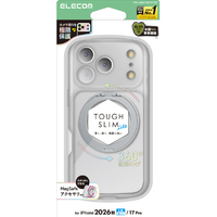 エレコム iPhone18 Pro用TOUGH SLIM LITE ハイブリッドケース 極限 MAGKEEP スタンド クリア シルバー PM-A26CTSSTKTSV