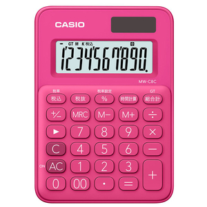 カシオ カラフル電卓 ビビッドピンク MW-C8C-RD-N カシオ カラフル電卓 ビビッドピンク MW-C8C-RD-N