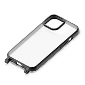PGA iPhone 15用ショルダーストラップホール付クリアハイブリッドケース ブラック PG-23APT07BK-イメージ1