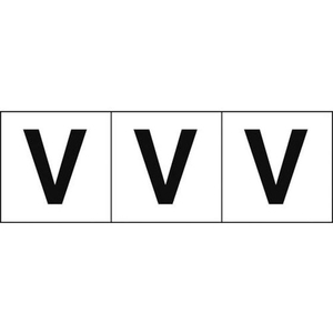 トラスコ中山 TRUSCO アルファベットステッカー 50×50 「V」 白地／黒文字 3枚 3枚粘着シール5050英字｢V｣ FC295FZ-4389549-イメージ1