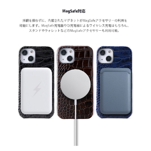 ABBI SIGNATURE iPhone 16 Pro用LIPARI イタリアンレザー MagSafe対応バックカバー ネイビー ABS27360I16PR-イメージ10