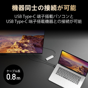 エレコム USB4ケーブル(Type-C-TypeC) 0．8m ブラック USB4-CC5P08BK-イメージ3