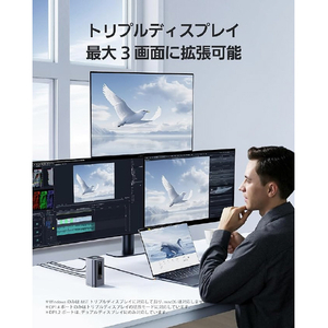 Baseus Spacemate 11-in-1 ドッキングステーション (WIN) トリプルディスプレイ対応 Space Grey B0056810181300-イメージ3
