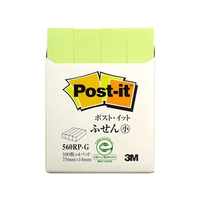 3M ポスト・イット ふせん小 再生紙 75×14mm グリーン ４冊 F128639-560RP-G