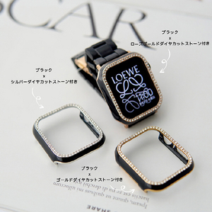 GAACAL Apple Watch Series 1-3 [42mm]用スワロフスキーフレーム ブラック×シルバー W00065BKS3-イメージ2