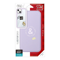 PGA iPhone 13用ガラスフリップケース トムとジェリー/パープル PG-WGF21K01TAJ