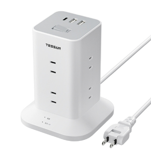TESSAN コード式11ポートタワー型電源タップ TPS01AJP-イメージ1