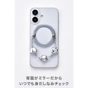 エレコム マグネットスマホリング/ビーズ/ミラー付き/MAGKEEP シルバー P-STRMKBEMSV-イメージ5