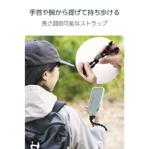 エレコム スマホハンドストラップ(反射糸タイプ) ブラック P-STHFLBK-イメージ5