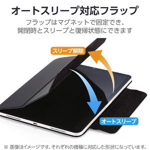 エレコム iPad(A16) フラップケース 超薄型 マグネット着脱 スリープ対応 ブラック TB-A25RWVPF2BK-イメージ7