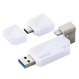 エレコム Lightningコネクタ搭載USB3．2 Gen1メモリ(32GB) ホワイト MF-LGU3B032GWH-イメージ2
