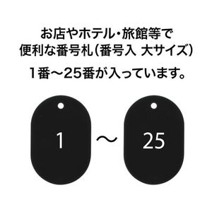 オープン工業 スチロール番号札 小判大 1～25 黒 FC87702-BF-50-BK-イメージ2