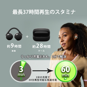 SONY イヤーカフ型ワイヤレスイヤフォン オープンイヤー LinkBuds Clip ブラック WF-LC900 B-イメージ11