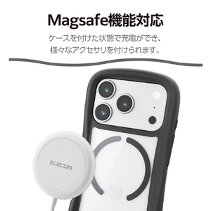 エレコム iPhone17 Pro用Grippy ハイブリッドケース フレームカラー MAGKEEP ブラック PM-A25CGRPFMBK-イメージ6