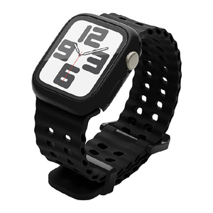 ラスタバナナ Apple Watch 4-10/SE1-2/Ultra Series1-2[44/45/46/49mm]用ベルト シリコンバンド ブラック RBLAW4407BK-イメージ1