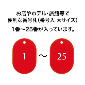 オープン工業 スチロール番号札 小判大 1～25 赤 FC87704-BF-50-RD-イメージ2