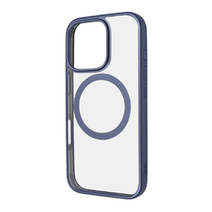 レイアウト iPhone 16 Pro用Like standard MagSafe対応 マグネットアクセサリー対応 衝撃吸収 バンパー マット メタリック ハイブリッドケース ライトブルー RT-P47MG3/LAM-イメージ1