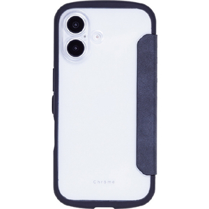 NATURAL　design iPhone17用 背面手帳型ケース CHROME-NATURAL ブラック IP25-61-CHN02-イメージ2