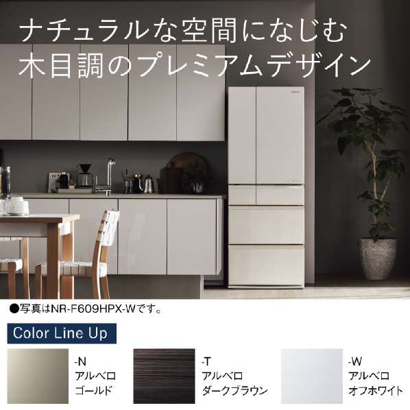 パナソニック 550L 6ドア冷蔵庫 アルベロゴールド NR-F559HPX-N 550L スマホと連携して