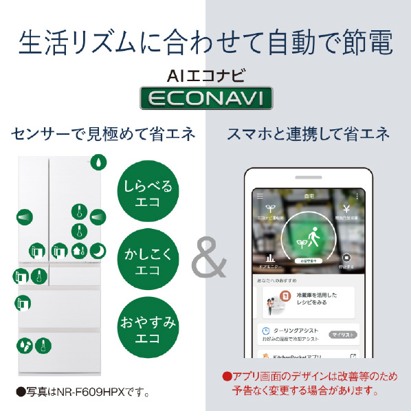 パナソニック 550L 6ドア冷蔵庫 アルベロゴールド NR-F559HPX-N 550L スマホと連携して