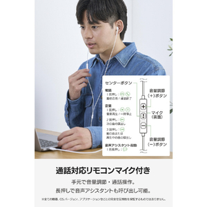 エレコム マイク付き 有線イヤホン USB Type-C(TM) インナーイヤー型 ホワイト EHP-DF18IMWH-イメージ4