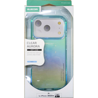 エレコム iPhone17 Pro用ソフトケース クリアオーロラ メタルステッカー付 ブルー PM-A25CUCABU