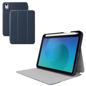 エレコム iPad mini(A17 Pro)用フラップケース 衝撃吸収 Pencil収納 スリープ対応 ネイビー TB-A25SSANV-イメージ2