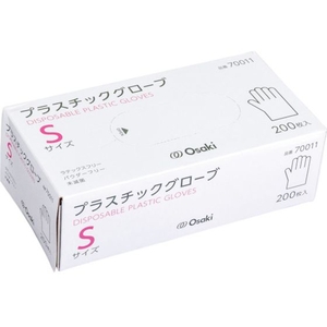 オオサキメディカル プラスチックグローブ S 透明 200枚入 70011 FC138WH-5575143-イメージ1