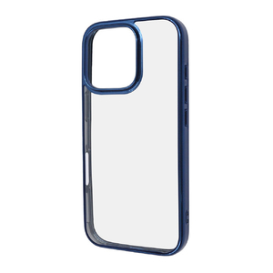レイアウト iPhone 16 Pro用Like standard 衝撃吸収 バンパー メタリック ハイブリッドケース ブルー RT-P47CC16/AM-イメージ1